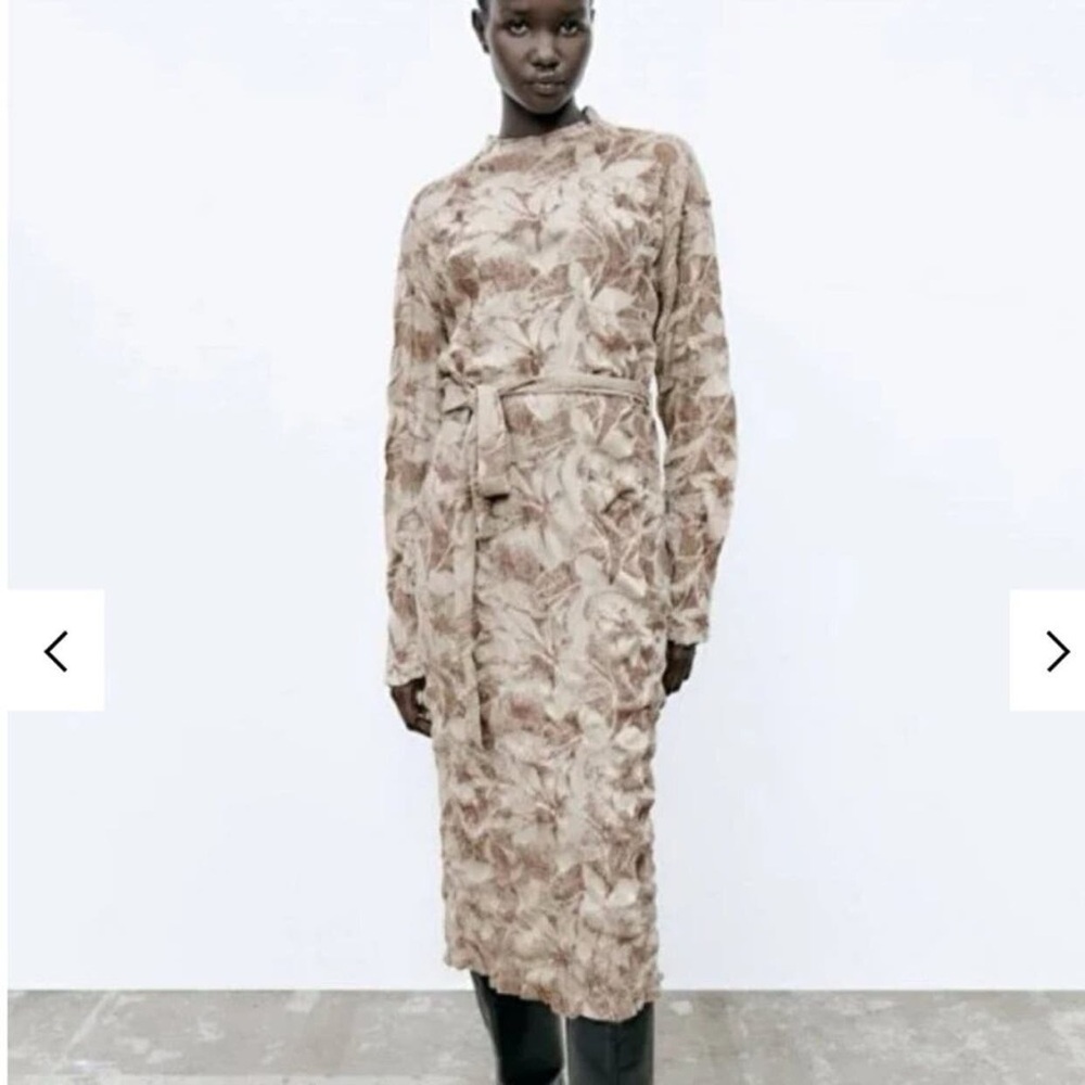 ZARA Wrinkled Jacquard Dress